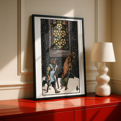 Five of Pentacles Tarot Card Print | Rider-Waite Pentacles Minor Arcana Deck | Wall Art