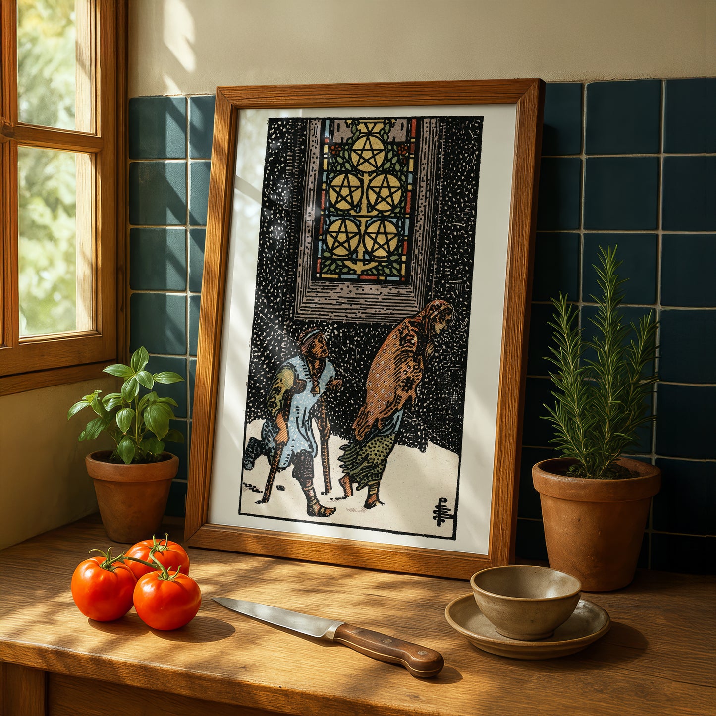 Five of Pentacles Tarot Card Print | Rider-Waite Pentacles Minor Arcana Deck | Wall Art