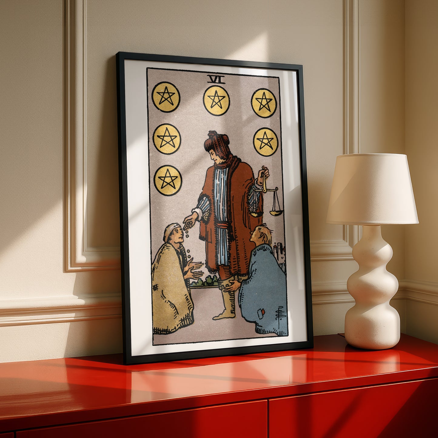 Six of Pentacles Tarot Card Print | Rider-Waite Pentacles Minor Arcana Deck | Wall Art