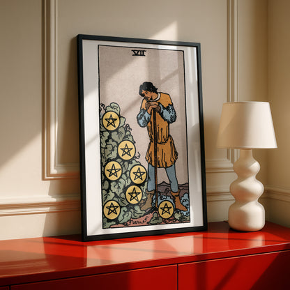 Seven of Pentacles Tarot Card Print | Rider-Waite Pentacles Minor Arcana Deck | Wall Art