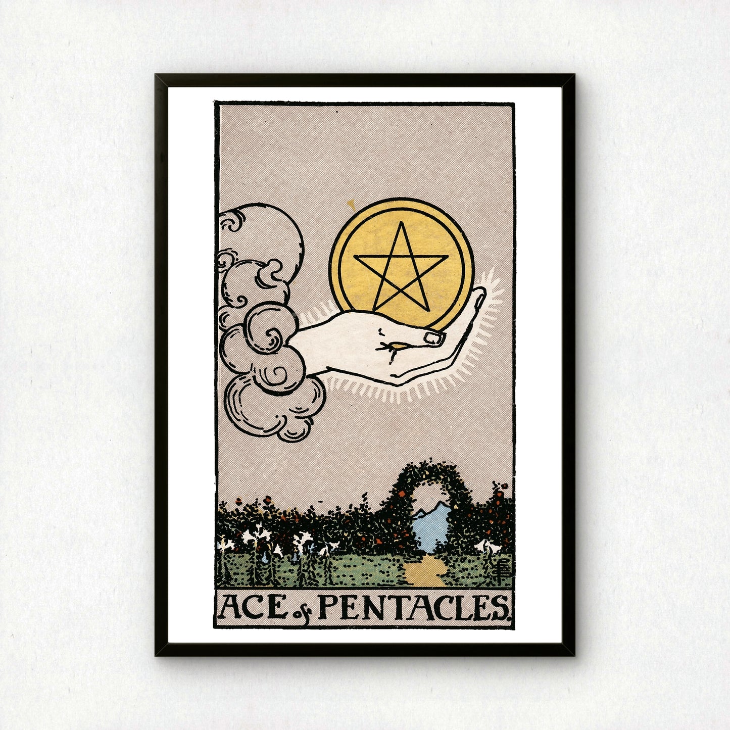 Ace of Pentacles Tarot Card Print | Rider-Waite Tarot Deck | Wall Art Giclée