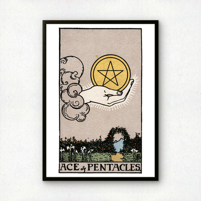 Ace of Pentacles Tarot Card Print | Rider-Waite Tarot Deck | Wall Art Giclée