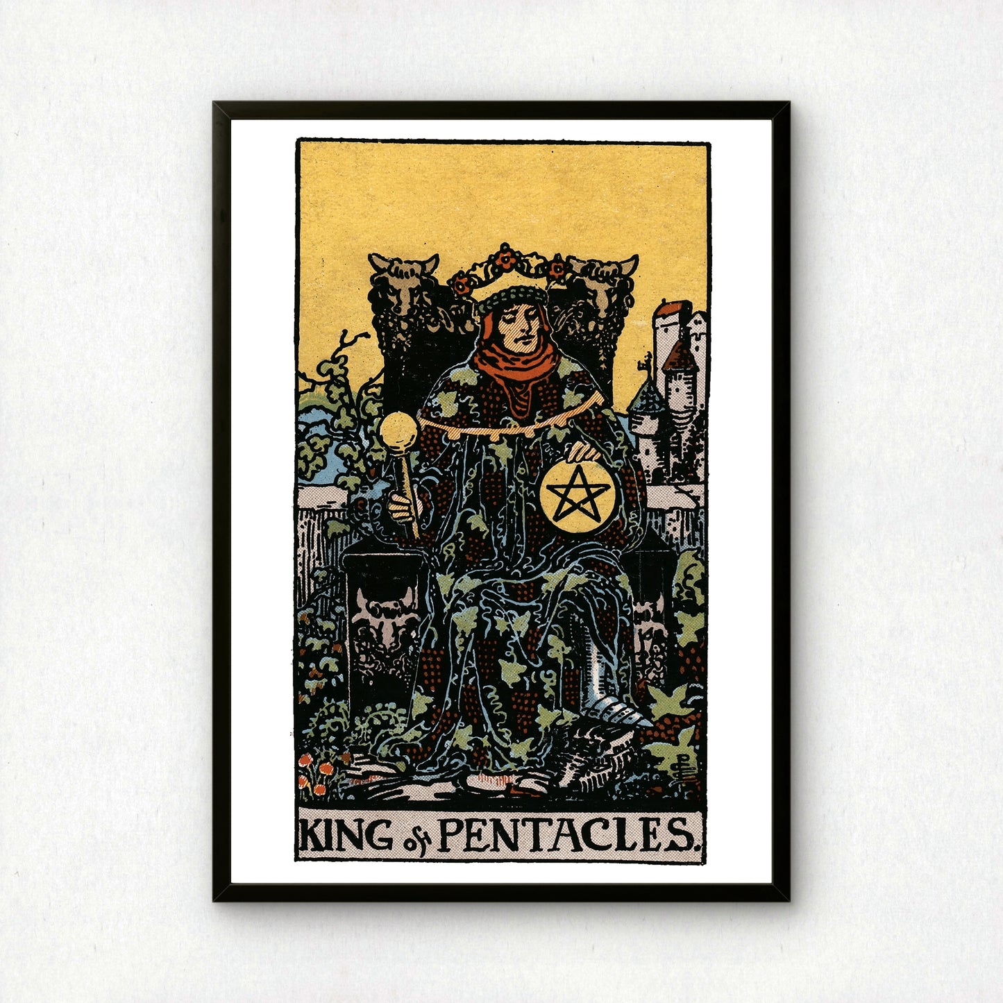 King of Pentacles Tarot Card Print | Rider-Waite Tarot Deck | Wall Art Giclée