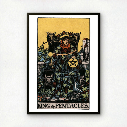 King of Pentacles Tarot Card Print | Rider-Waite Tarot Deck | Wall Art Giclée