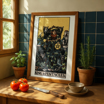 King of Pentacles Tarot Card Print | Rider-Waite Tarot Deck | Wall Art Giclée