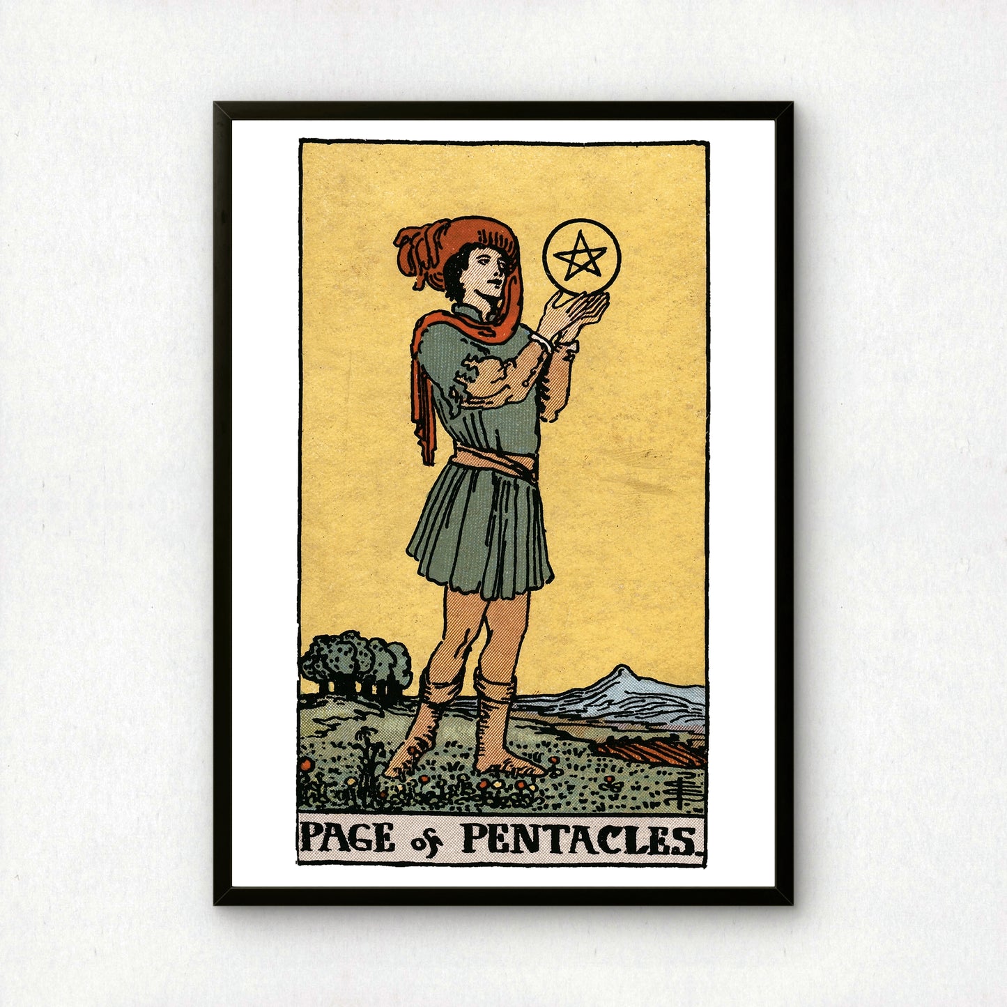 Page of Pentacles Tarot Card Print | Rider-Waite Tarot Deck | Wall Art Giclée