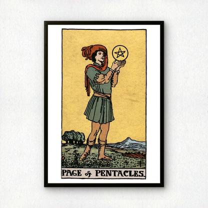Page of Pentacles Tarot Card Print | Rider-Waite Tarot Deck | Wall Art Giclée