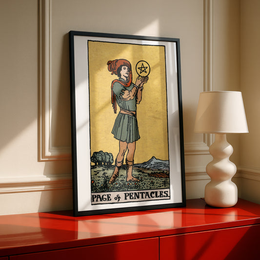 Page of Pentacles Tarot Card Print | Rider-Waite Tarot Deck | Wall Art Giclée