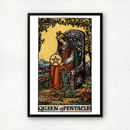 Queen of Pentacles Tarot Card Print | Rider-Waite Tarot Deck | Wall Art Giclée