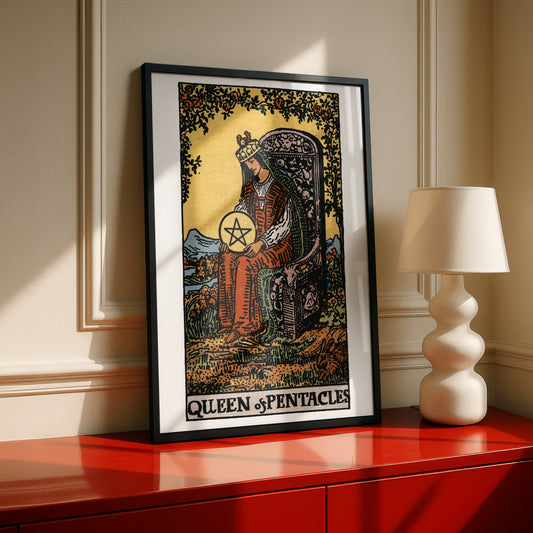 Queen of Pentacles Tarot Card Print | Rider-Waite Tarot Deck | Wall Art Giclée