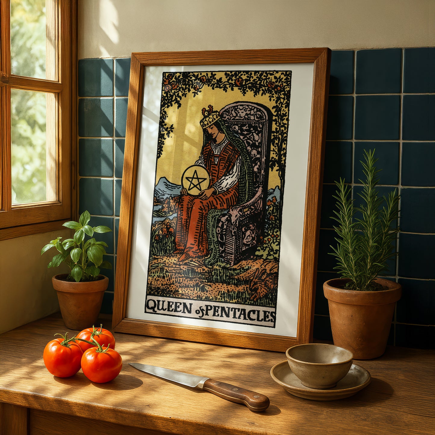 Queen of Pentacles Tarot Card Print | Rider-Waite Tarot Deck | Wall Art Giclée