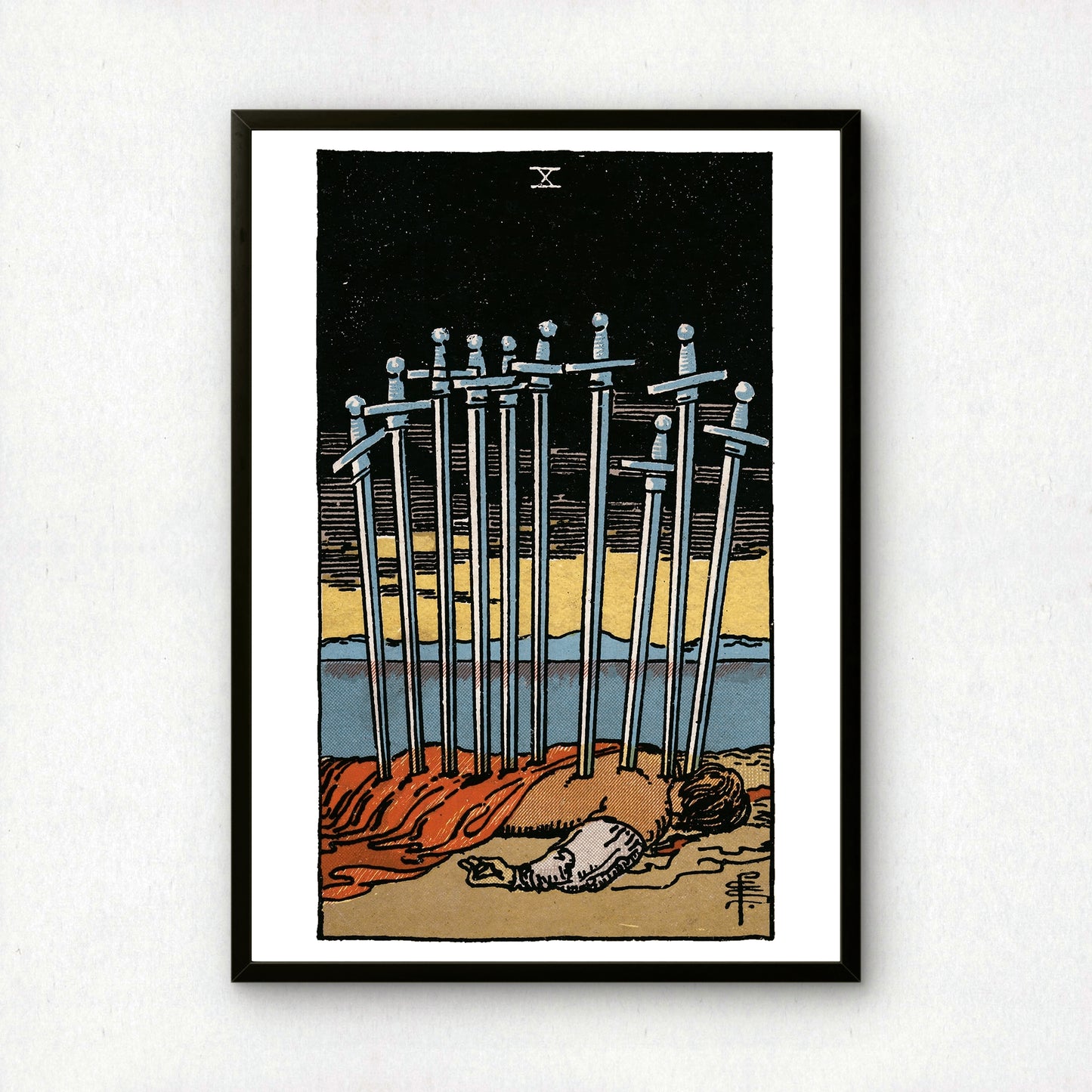 Ten of Swords Tarot Card Print | Rider-Waite Swords Minor Arcana Deck | Wall Art