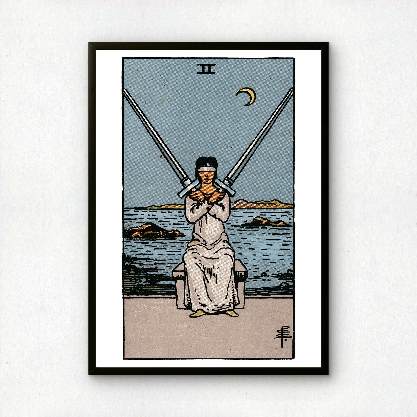 Two of Swords Tarot Card Print | Rider-Waite Swords Minor Arcana Deck | Wall Art