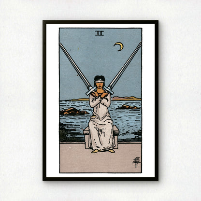 Two of Swords Tarot Card Print | Rider-Waite Swords Minor Arcana Deck | Wall Art