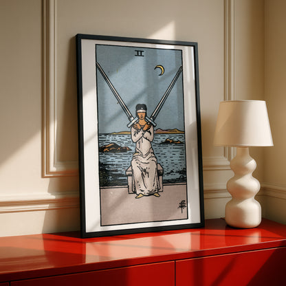 Two of Swords Tarot Card Print | Rider-Waite Swords Minor Arcana Deck | Wall Art