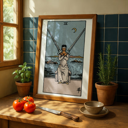 Two of Swords Tarot Card Print | Rider-Waite Swords Minor Arcana Deck | Wall Art