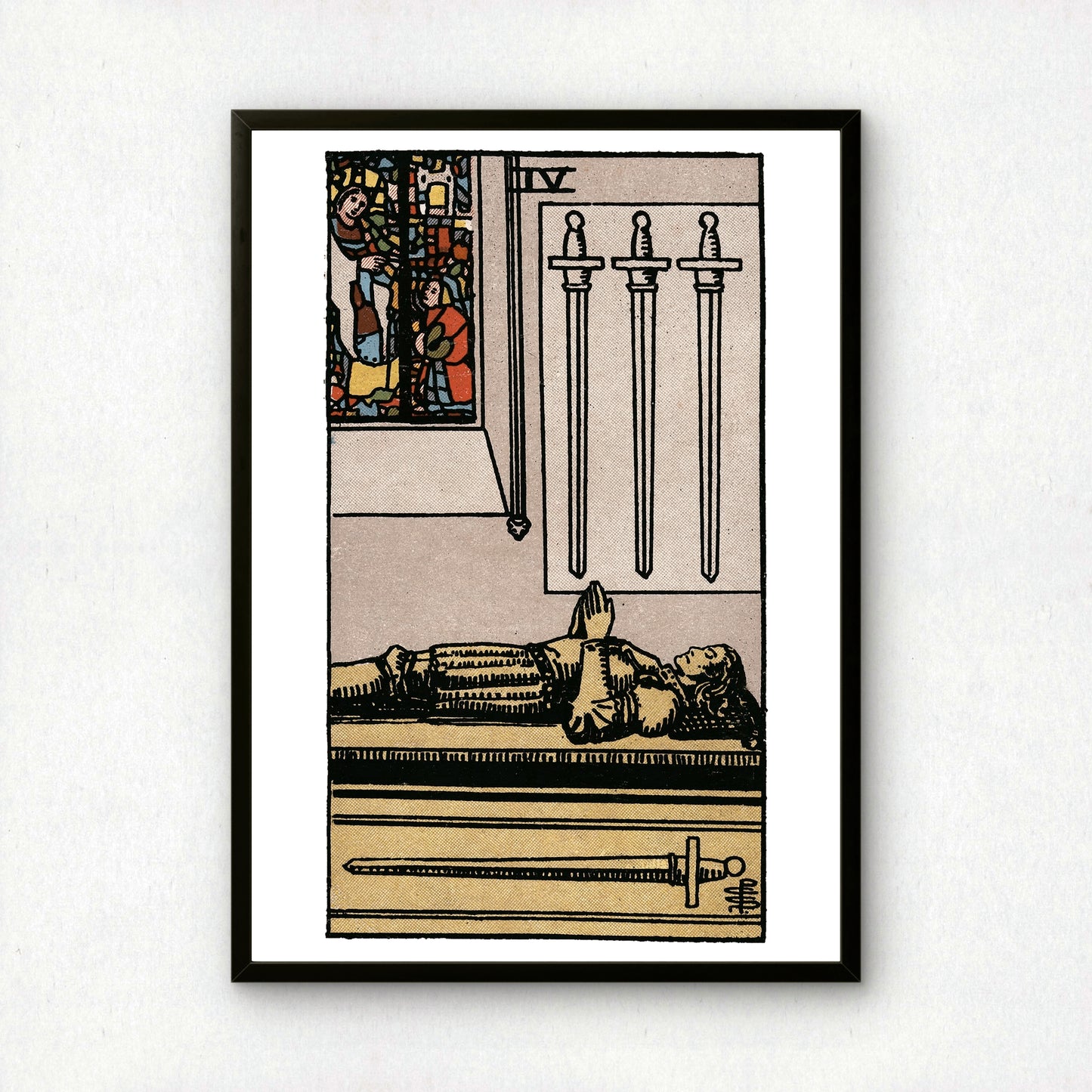 Four of Swords Tarot Card Print | Rider-Waite Swords Minor Arcana Deck | Wall Art