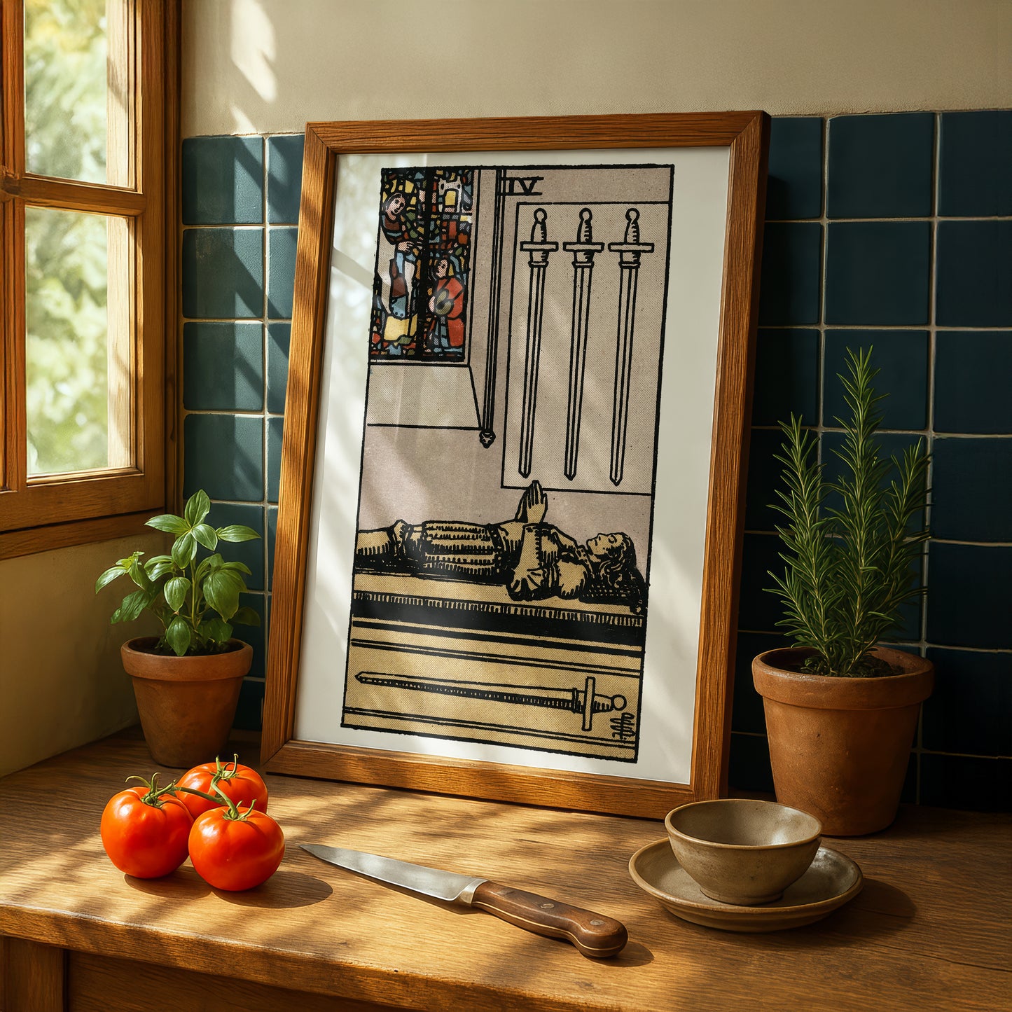 Four of Swords Tarot Card Print | Rider-Waite Swords Minor Arcana Deck | Wall Art