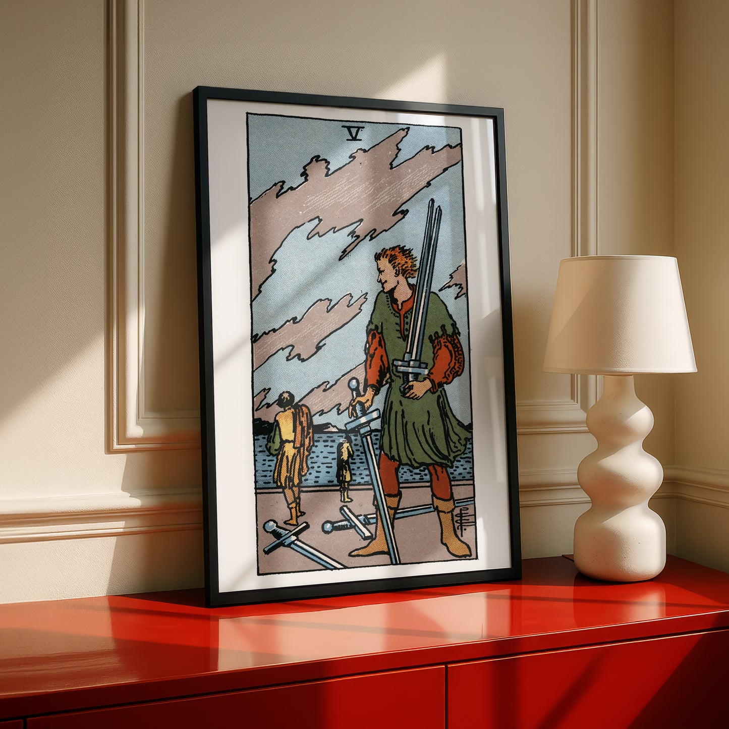 Five of Swords Tarot Card Print | Rider-Waite Swords Minor Arcana Deck | Wall Art