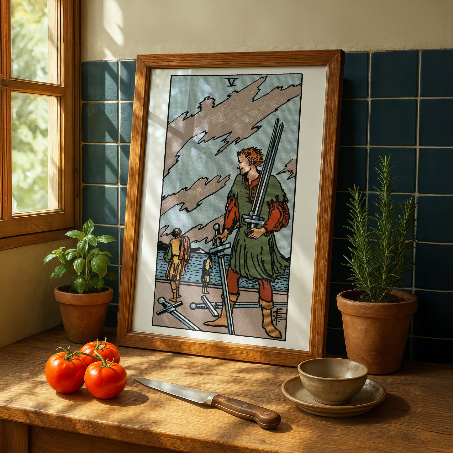 Five of Swords Tarot Card Print | Rider-Waite Swords Minor Arcana Deck | Wall Art
