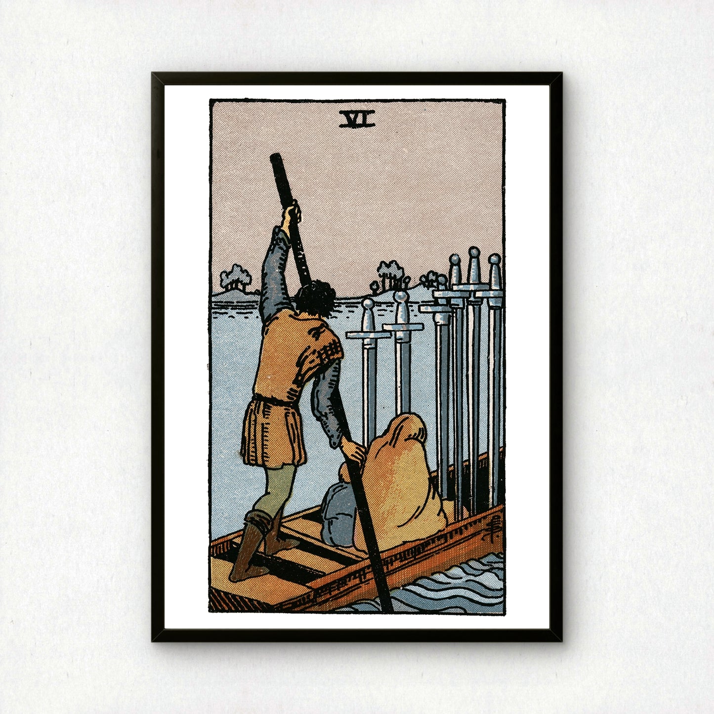 Six of Swords Tarot Card Print | Rider-Waite Swords Minor Arcana Deck | Wall Art