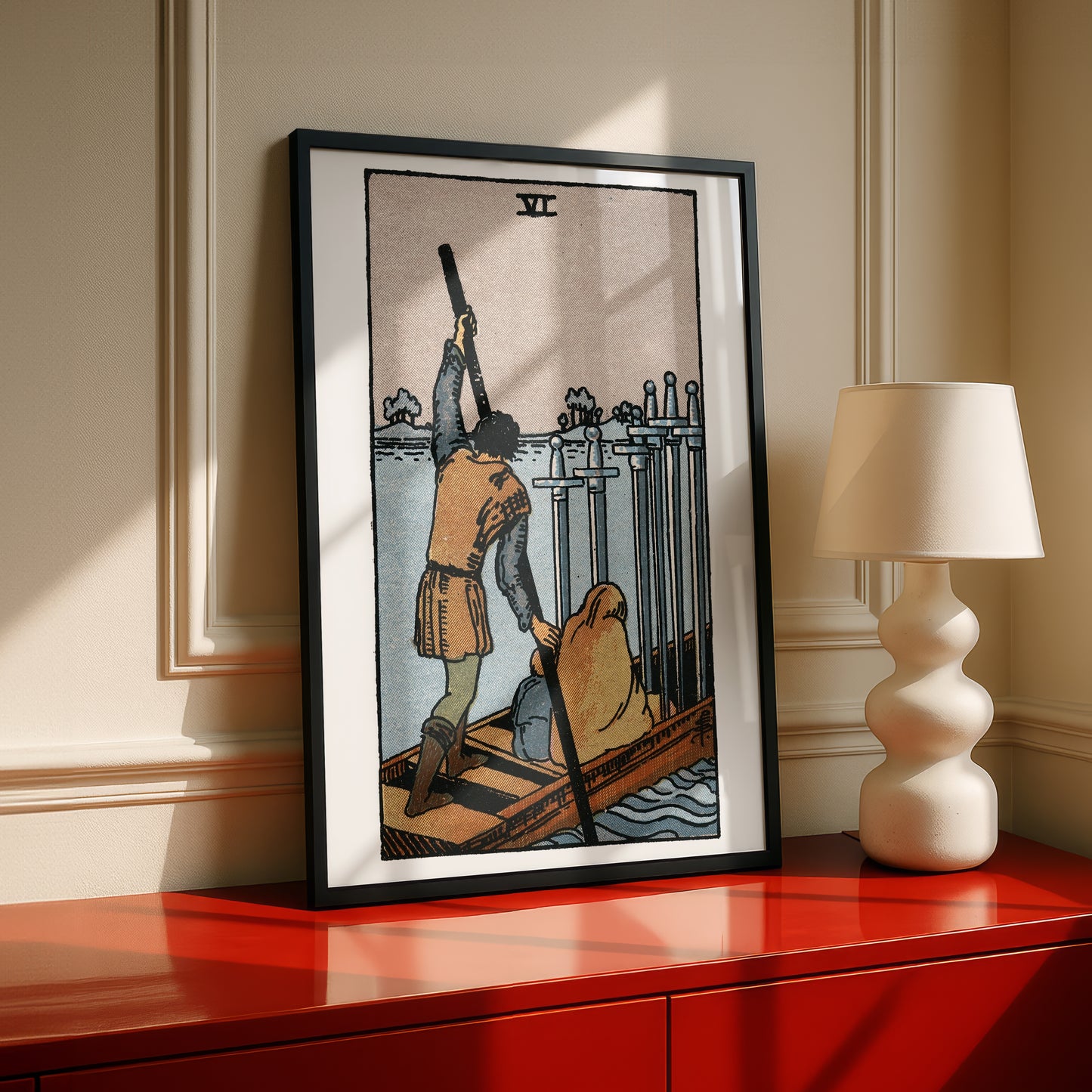 Six of Swords Tarot Card Print | Rider-Waite Swords Minor Arcana Deck | Wall Art