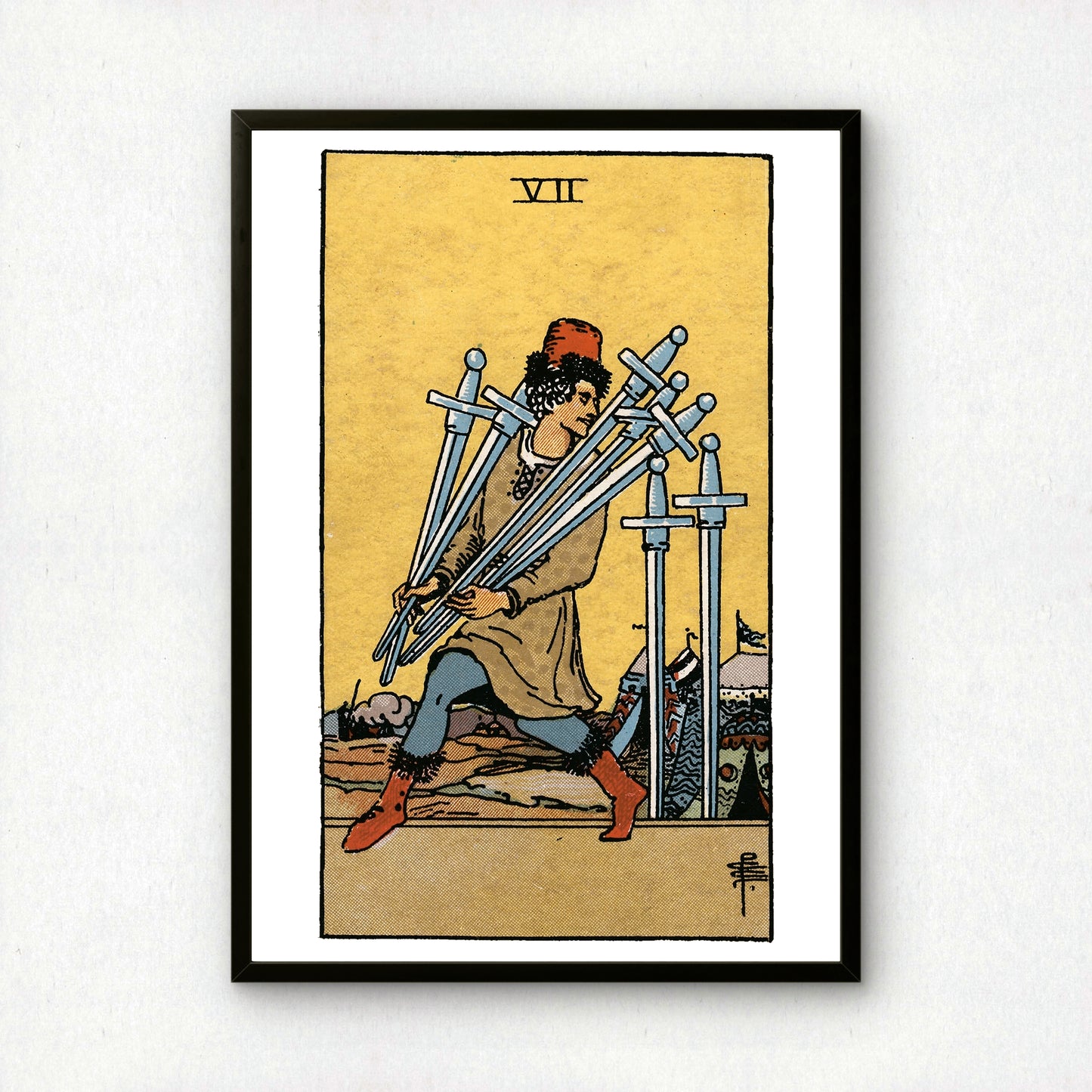 Seven of Swords Tarot Card Print | Rider-Waite Swords Minor Arcana Deck | Wall Art