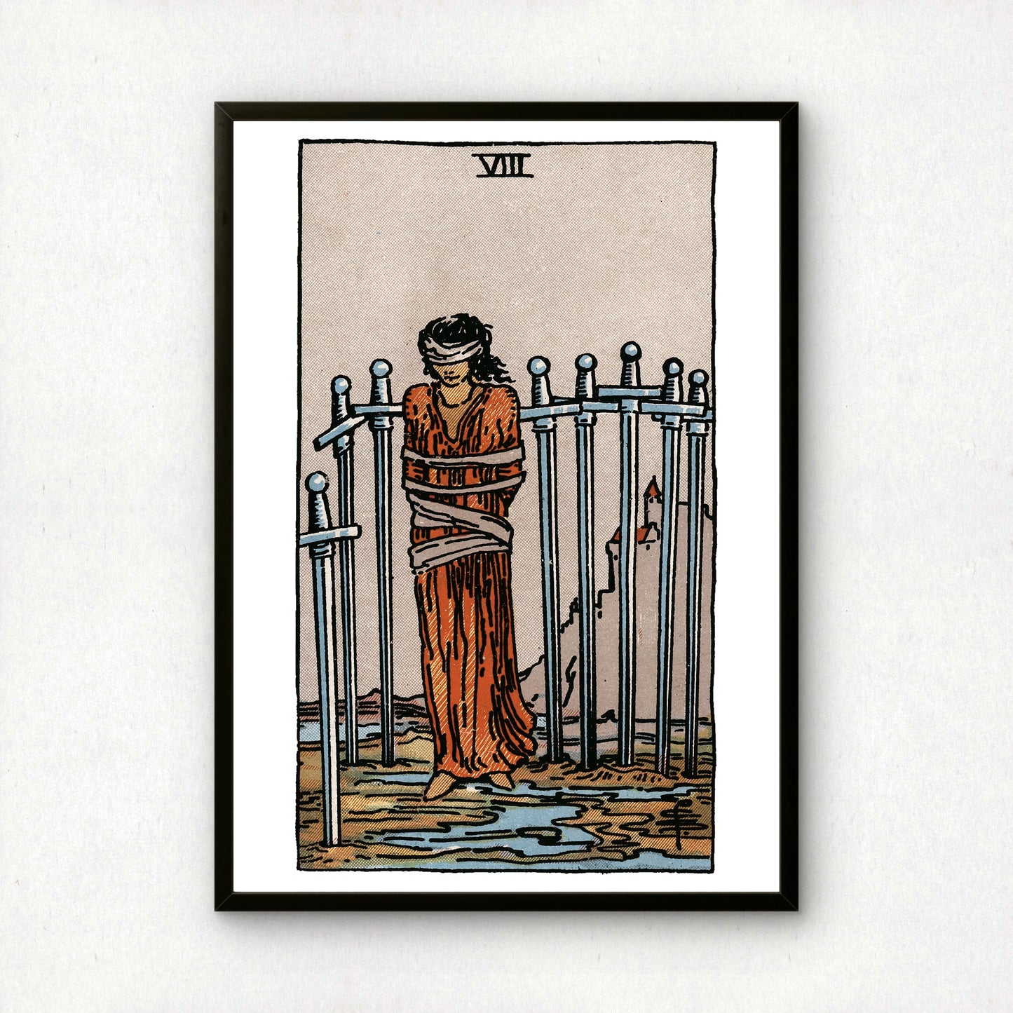 Eight of Swords Tarot Card Print | Rider-Waite Swords Minor Arcana Deck | Wall Art