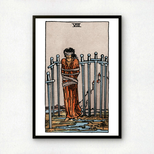 Eight of Swords Tarot Card Print | Rider-Waite Swords Minor Arcana Deck | Wall Art