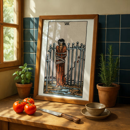 Eight of Swords Tarot Card Print | Rider-Waite Swords Minor Arcana Deck | Wall Art