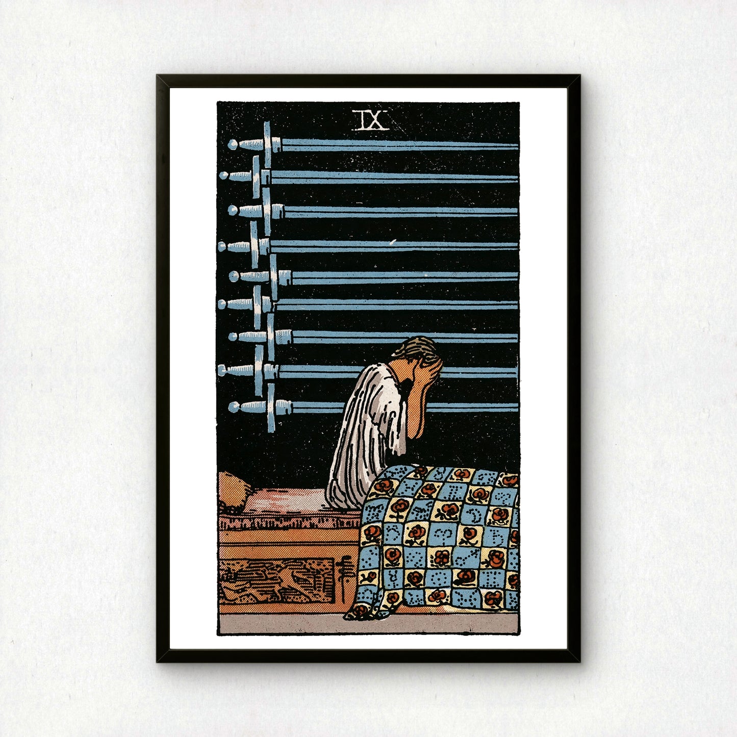 Nine of Swords Tarot Card Print | Rider-Waite Swords Minor Arcana Deck | Wall Art