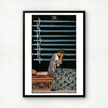 Nine of Swords Tarot Card Print | Rider-Waite Swords Minor Arcana Deck | Wall Art