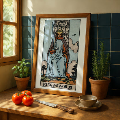 King of Swords Tarot Card Print | Rider-Waite Tarot Deck | Wall Art Giclée