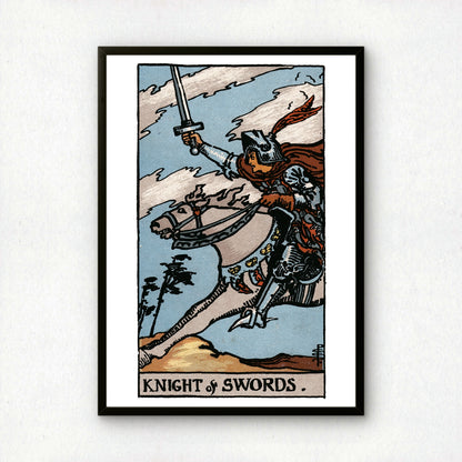 Knight of Swords Tarot Card Print | Rider-Waite Tarot Deck | Wall Art Giclée