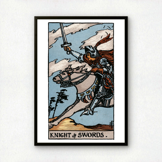 Knight of Swords Tarot Card Print | Rider-Waite Tarot Deck | Wall Art Giclée