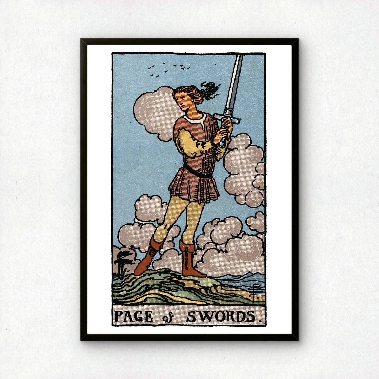 Page of Swords Tarot Card Print | Rider-Waite Tarot Deck | Wall Art Giclée
