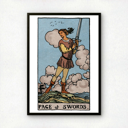 Page of Swords Tarot Card Print | Rider-Waite Tarot Deck | Wall Art Giclée