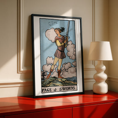 Page of Swords Tarot Card Print | Rider-Waite Tarot Deck | Wall Art Giclée