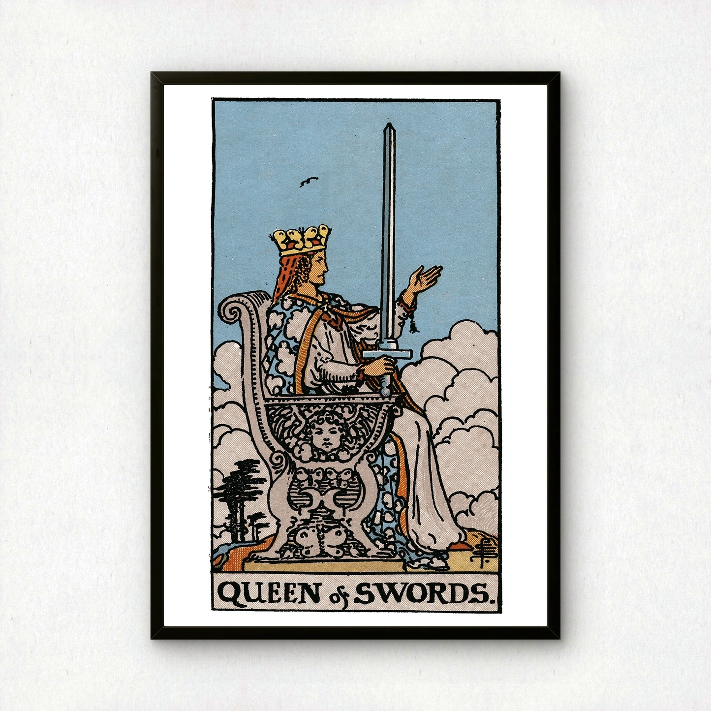 Queen of Swords Tarot Card Print | Rider-Waite Tarot Deck | Wall Art Giclée