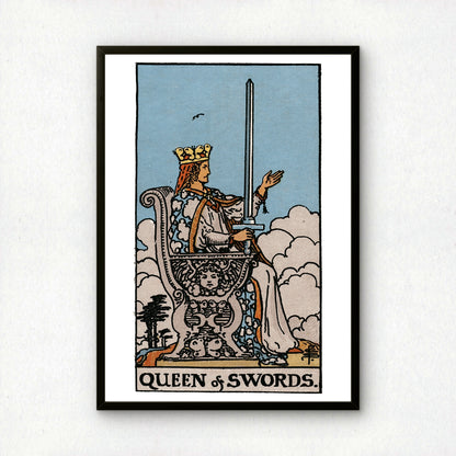 Queen of Swords Tarot Card Print | Rider-Waite Tarot Deck | Wall Art Giclée