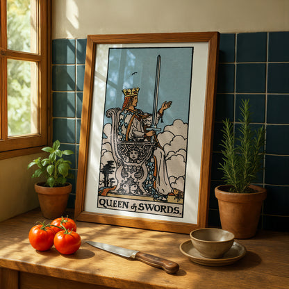 Queen of Swords Tarot Card Print | Rider-Waite Tarot Deck | Wall Art Giclée