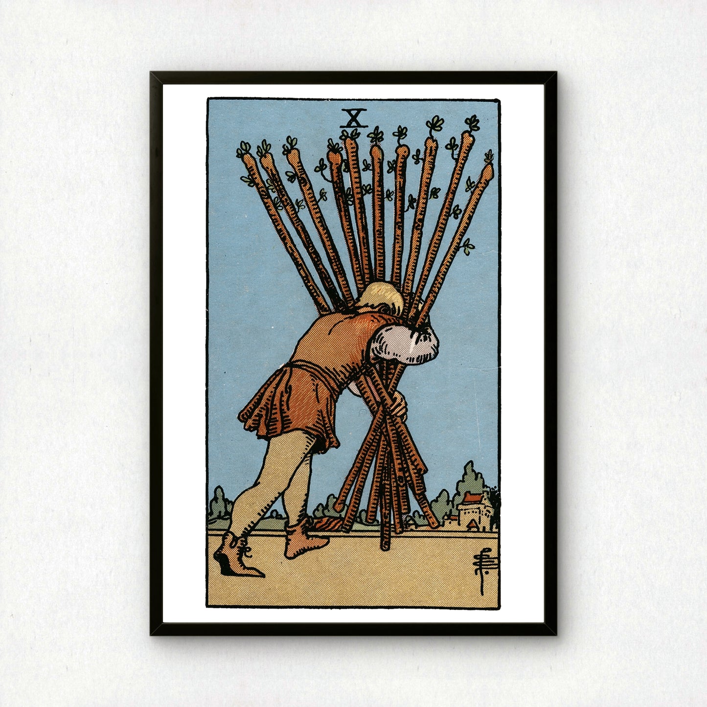 Ten of Wands Tarot Card Print | Rider-Waite Wands Minor Arcana Deck | Wall Art