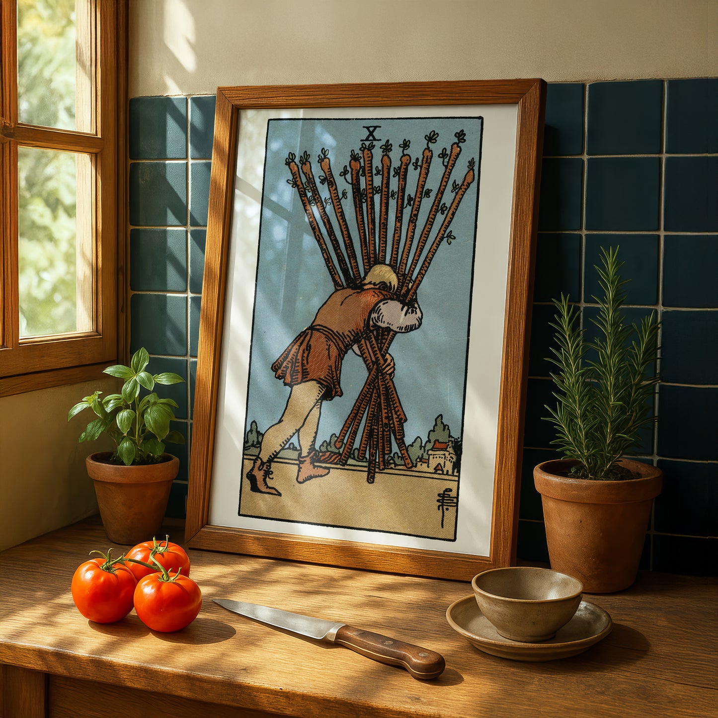 Ten of Wands Tarot Card Print | Rider-Waite Wands Minor Arcana Deck | Wall Art