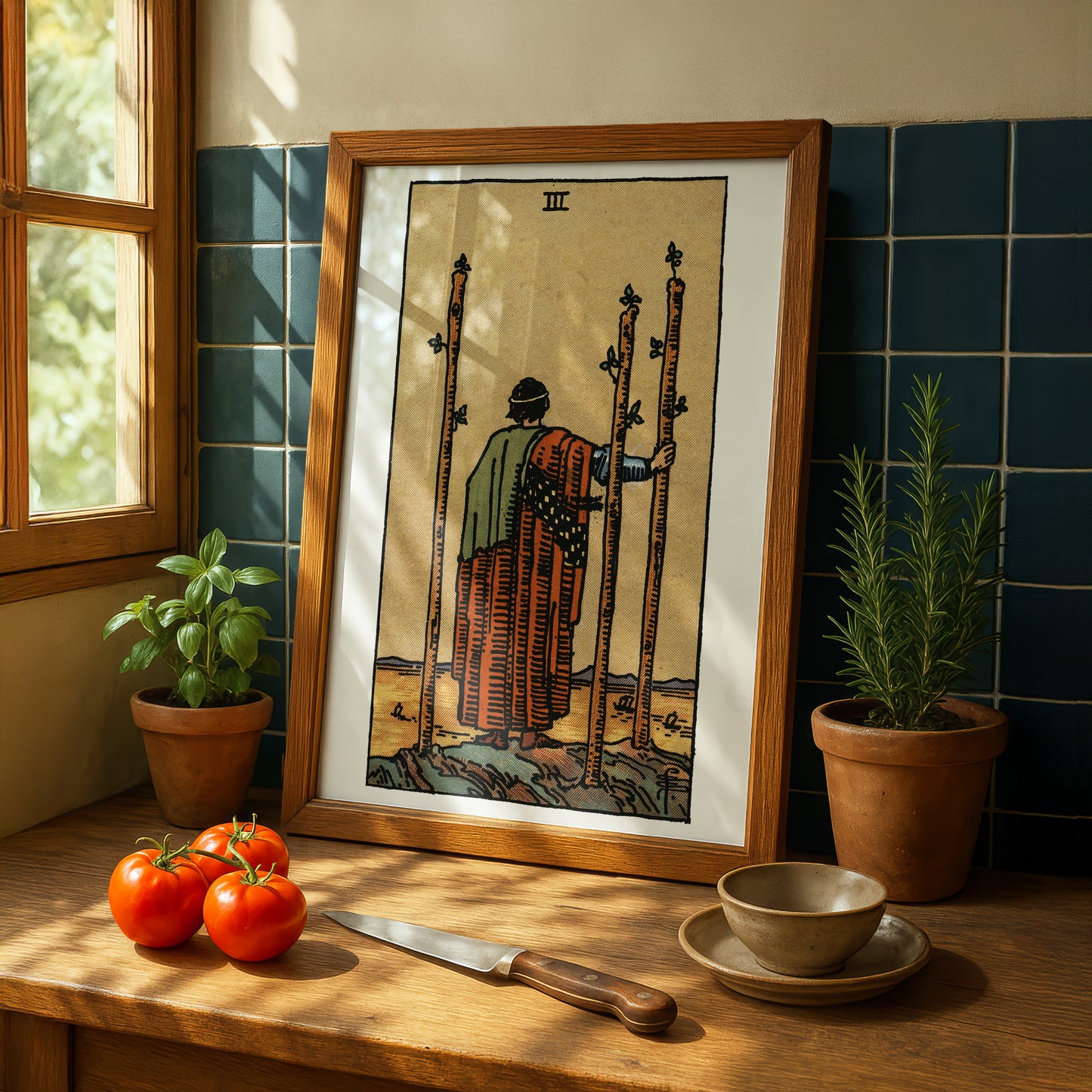 Three of Wands Tarot Card Print | Rider-Waite Wands Minor Arcana Deck | Wall Art