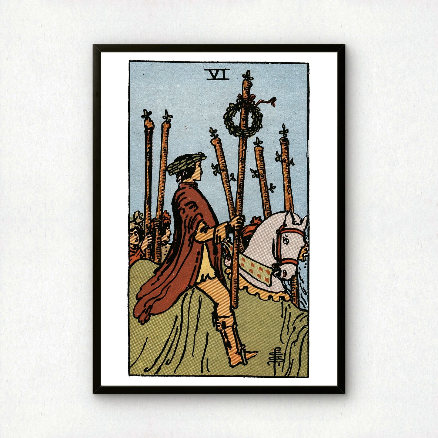 Six of Wands Tarot Card Print | Rider-Waite Wands Minor Arcana Deck | Wall Art