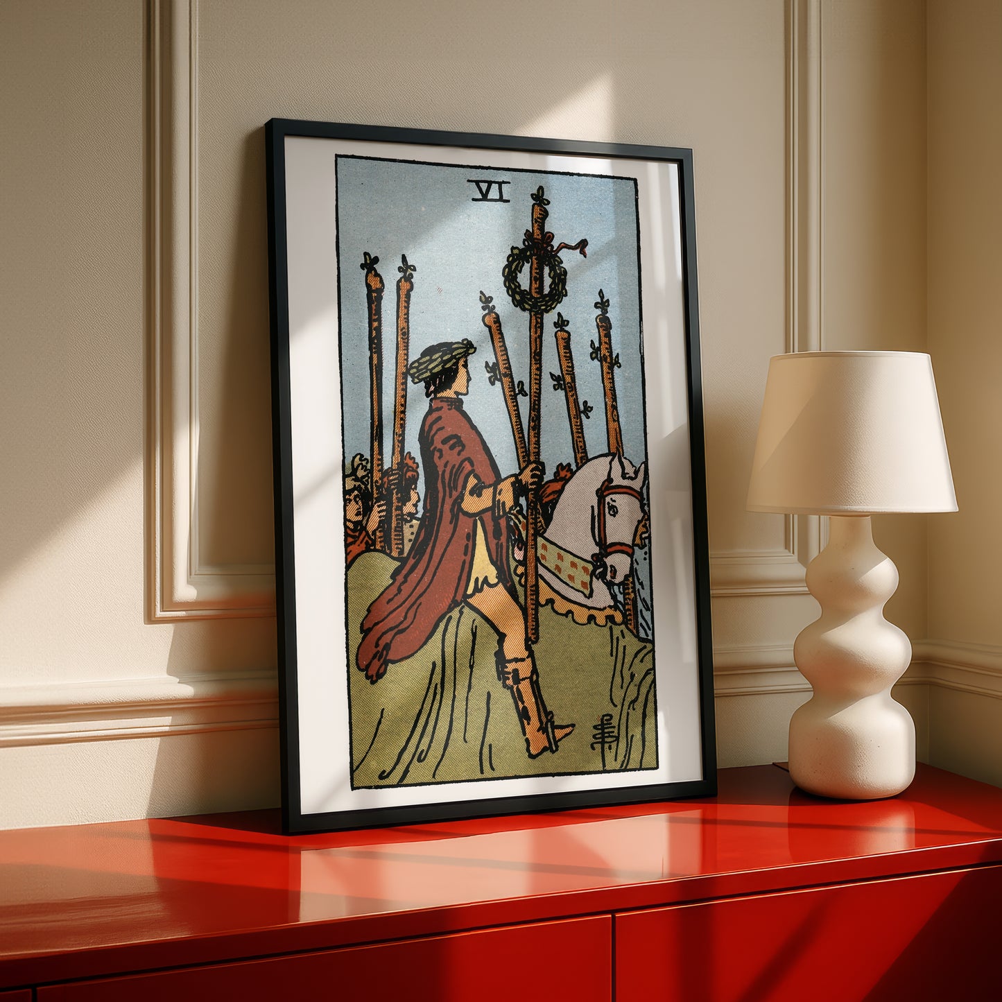 Six of Wands Tarot Card Print | Rider-Waite Wands Minor Arcana Deck | Wall Art