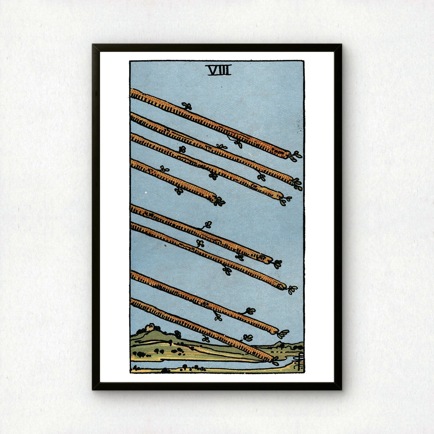 Eight of Wands Tarot Card Print | Rider-Waite Wands Minor Arcana Deck | Wall Art