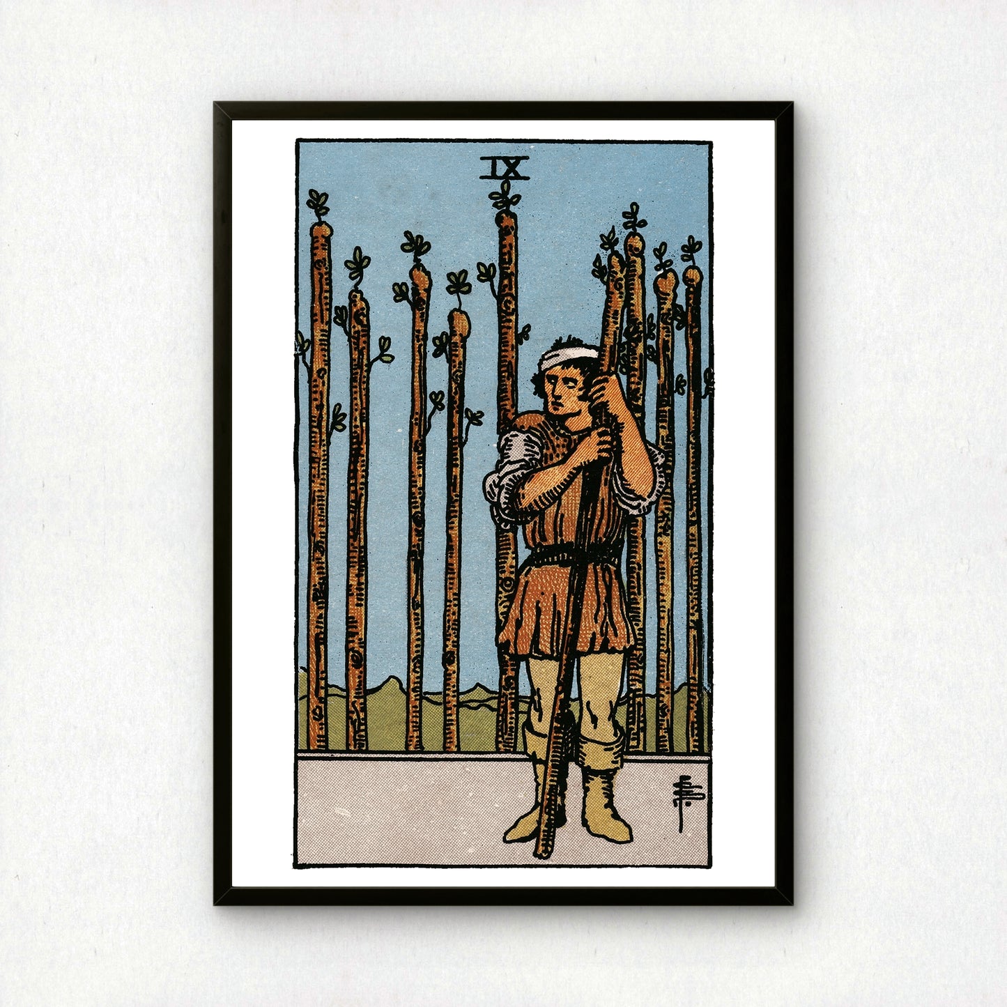 Nine of Wands Tarot Card Print | Rider-Waite Wands Minor Arcana Deck | Wall Art