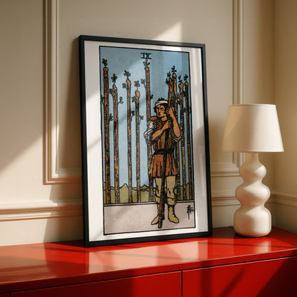 Nine of Wands Tarot Card Print | Rider-Waite Wands Minor Arcana Deck | Wall Art