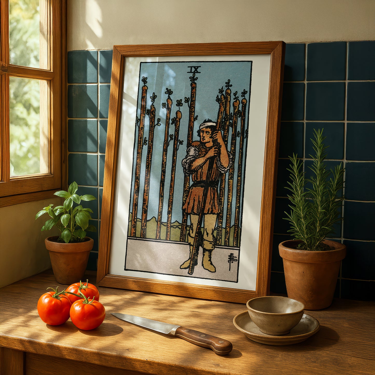 Nine of Wands Tarot Card Print | Rider-Waite Wands Minor Arcana Deck | Wall Art